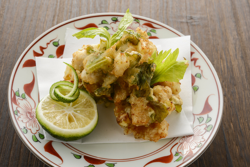 鶏むね肉とセロリのかき揚げ